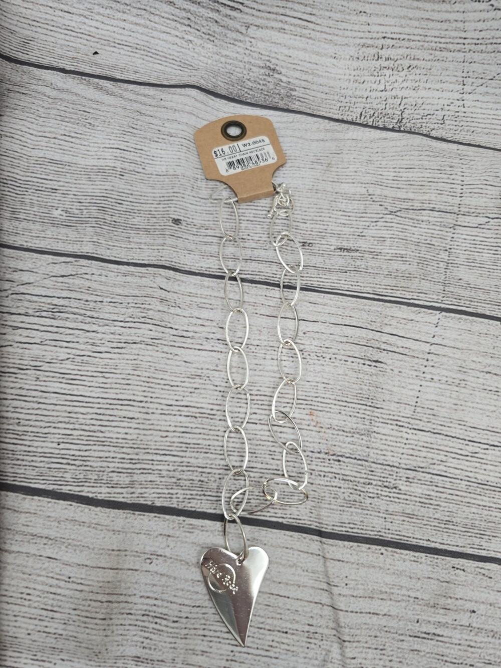 Hard Rock Cafe Silver Toned Heart Pendant Necklace